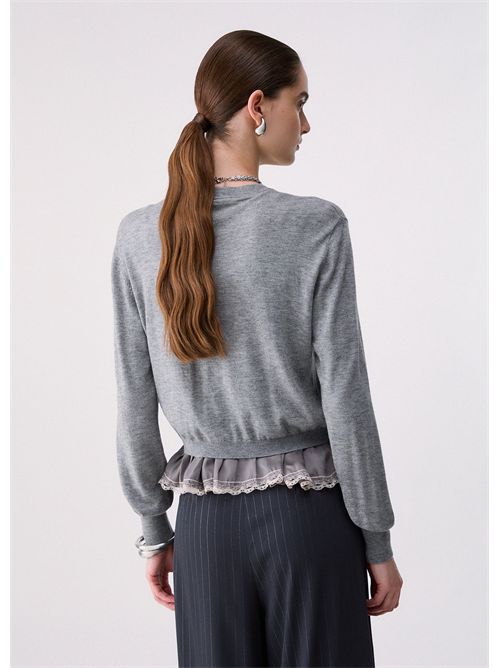 Cardigan in lana con dettaglio lingerie LIU JO | WF6034MA16R/02050